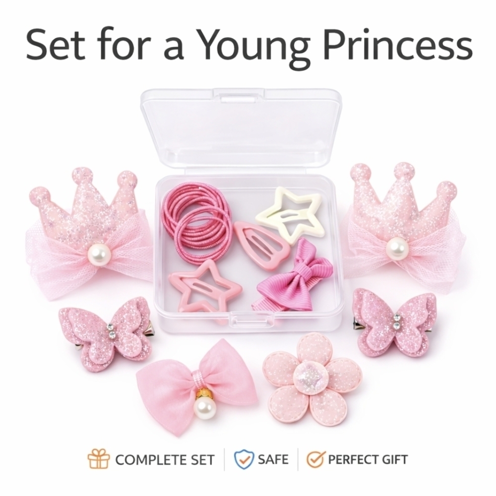 Sparkling Pink Hair Accessory Set for Kids